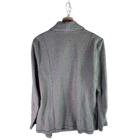 T By Talbots Women's Medium Gray Asymmetrical Zip Moto Sweater Jacket Athleisure - Picture 2 of 10